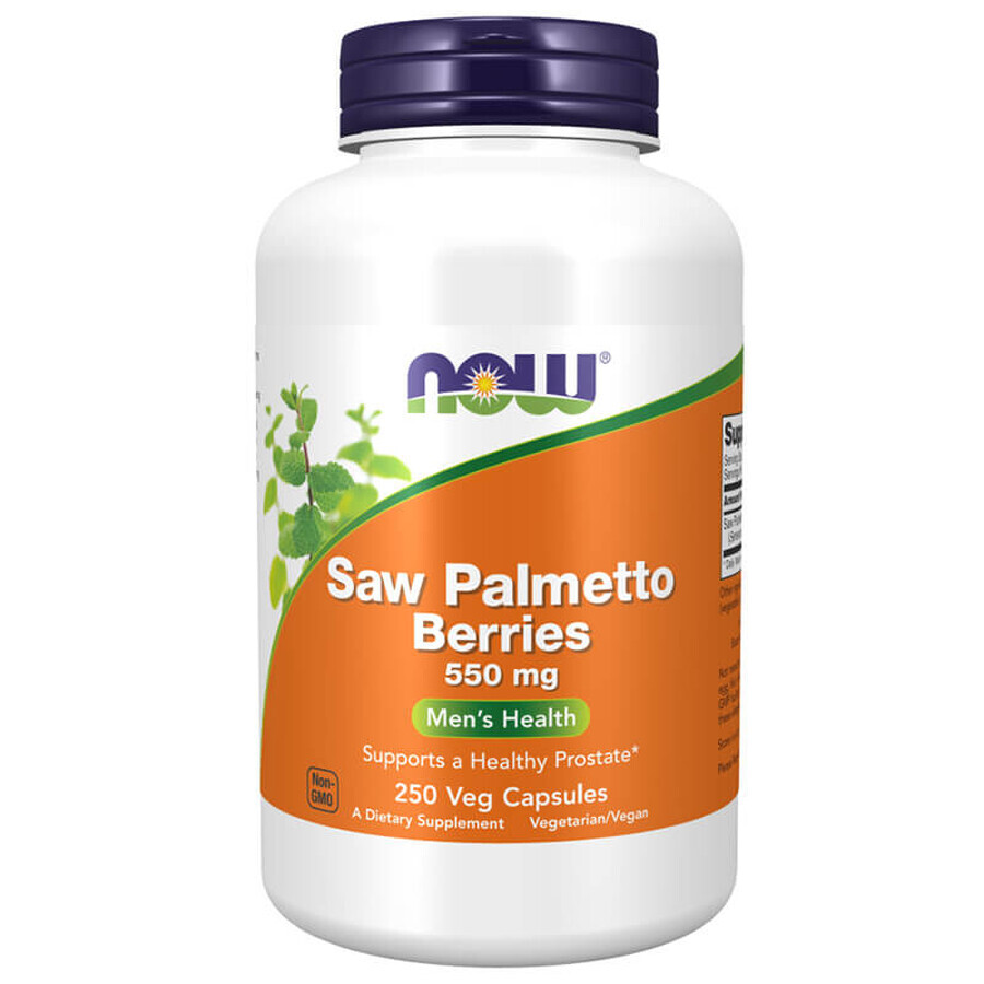 Now Foods Bacche di Saw Palmetto, palma sabal 550 mg, 250 capsule