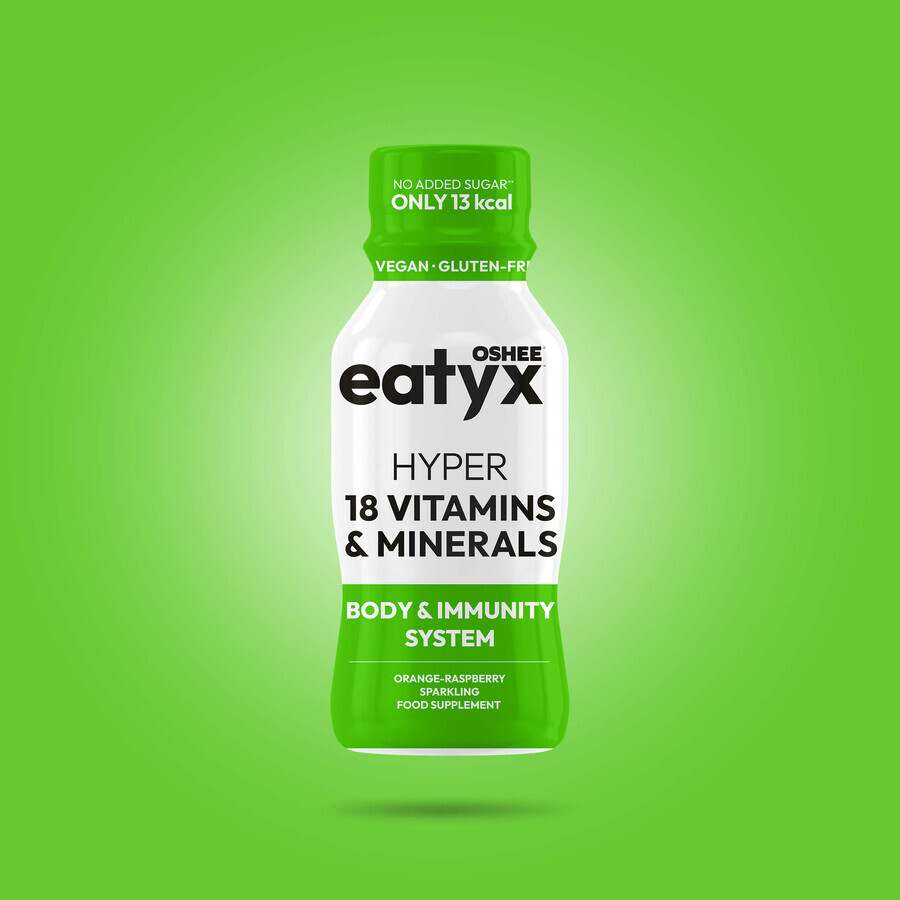 OSHEE Eatyx Eatyx Hyper 18 Vitaminen & Mineralen Booster, sinaasappel- en frambozensmaak, 100 ml