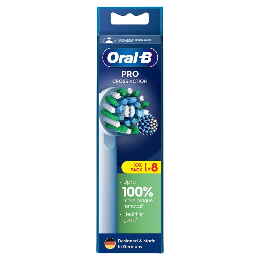 Oral-B Pro Cross Action, embouts de remplacement pour brosse à dents électrique Clean Maximiser, 8 pièces