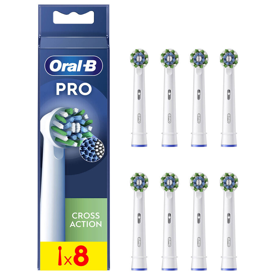 Oral-B Pro Cross Action, embouts de remplacement pour brosse à dents électrique Clean Maximiser, 8 pièces