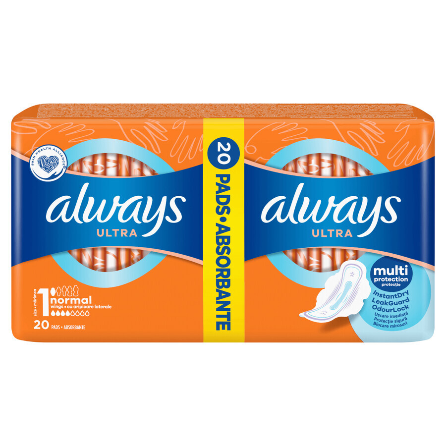 Always Ultra, gevleugeld maandverband, Normal Plus, 20 stuks