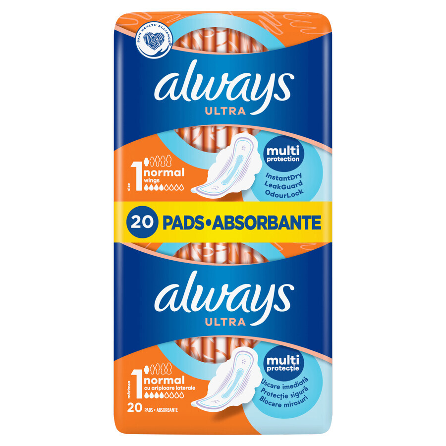 Always Ultra, gevleugeld maandverband, Normal Plus, 20 stuks