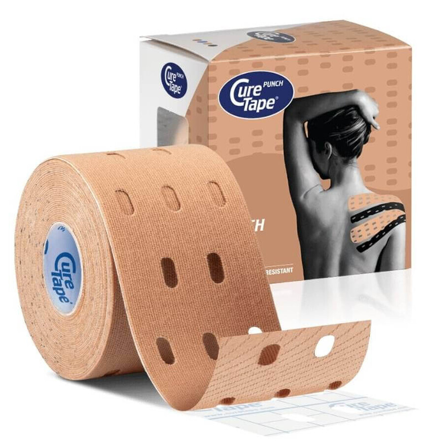 CureTape Punch, kinesiology tape, beige, 5 cm x 5 m, 1 pc