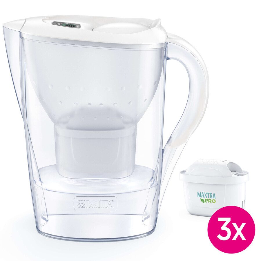 Brita Marella, carafe avec filtre 2,4 litres, blanc + filtre Maxtra Pro Pure Performance Pure Performance, 3 pièces