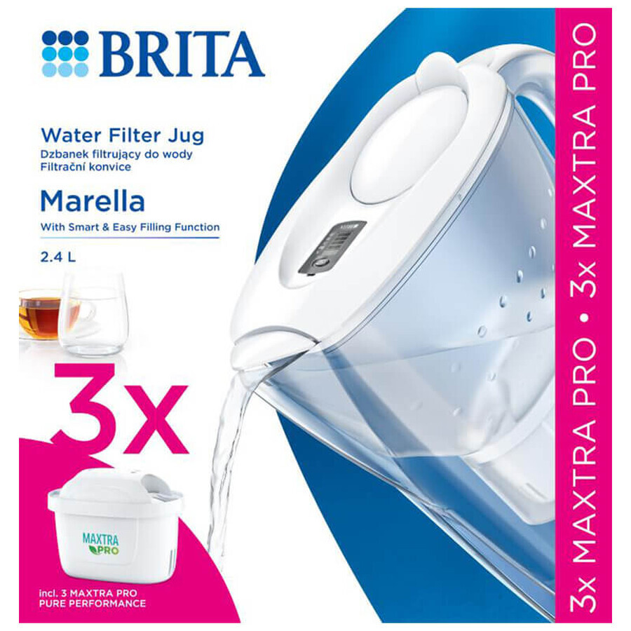 Brita Marella, carafe avec filtre 2,4 litres, blanc + filtre Maxtra Pro Pure Performance Pure Performance, 3 pièces