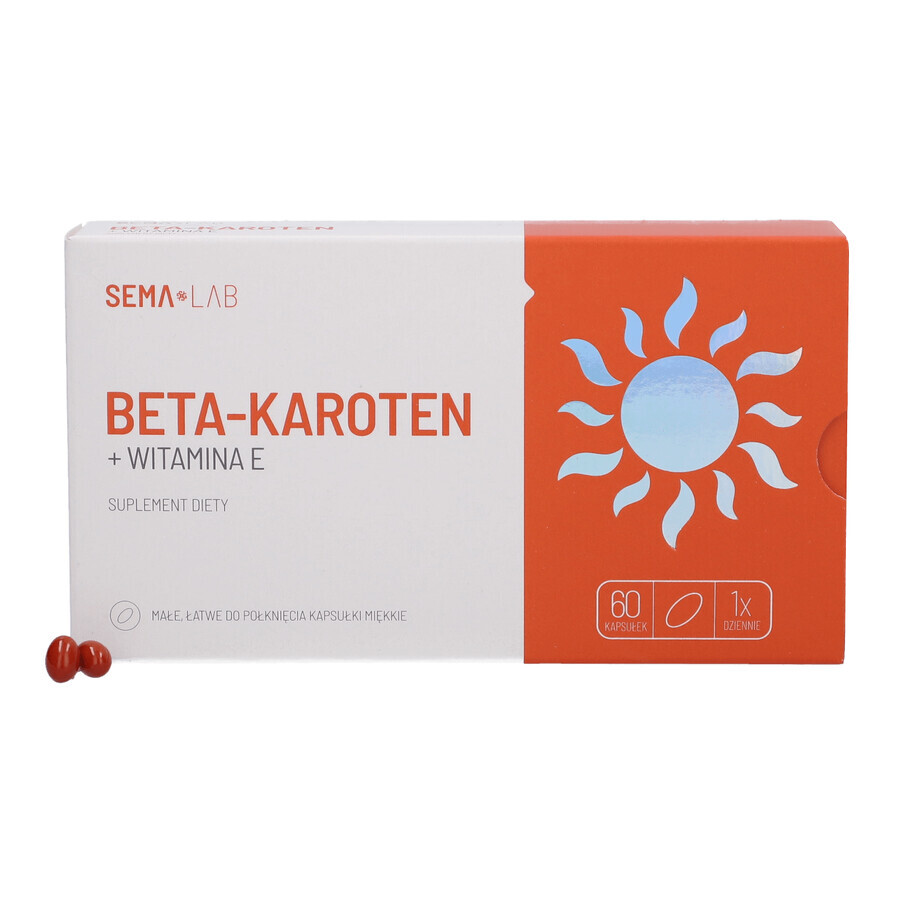 SEMA Lab Bêta-carotène + vitamine E, 60 softgels