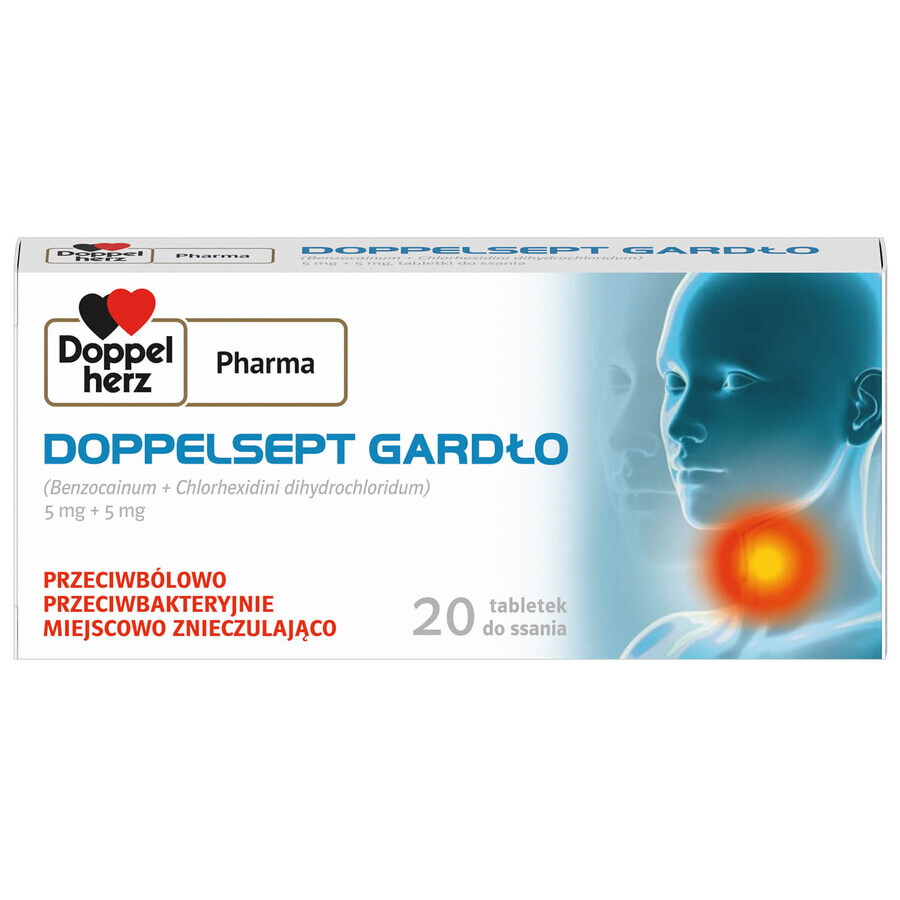 DoppelSept Throat 5 mg + 5 mg, 20 pastiluțe