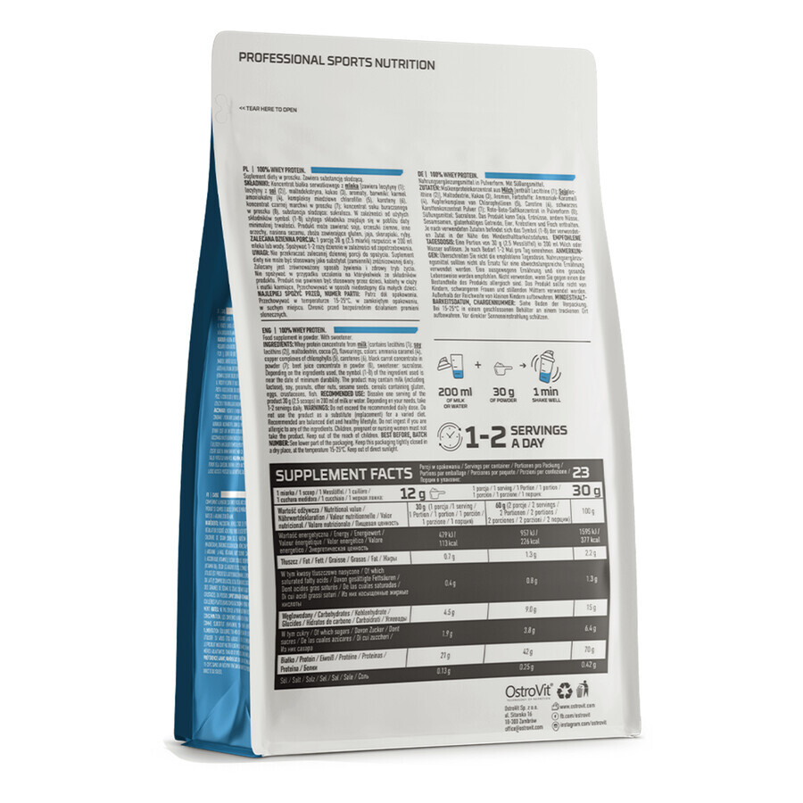 OstroVit 100% Molkenprotein, cremiger Erdbeergeschmack, 700 g