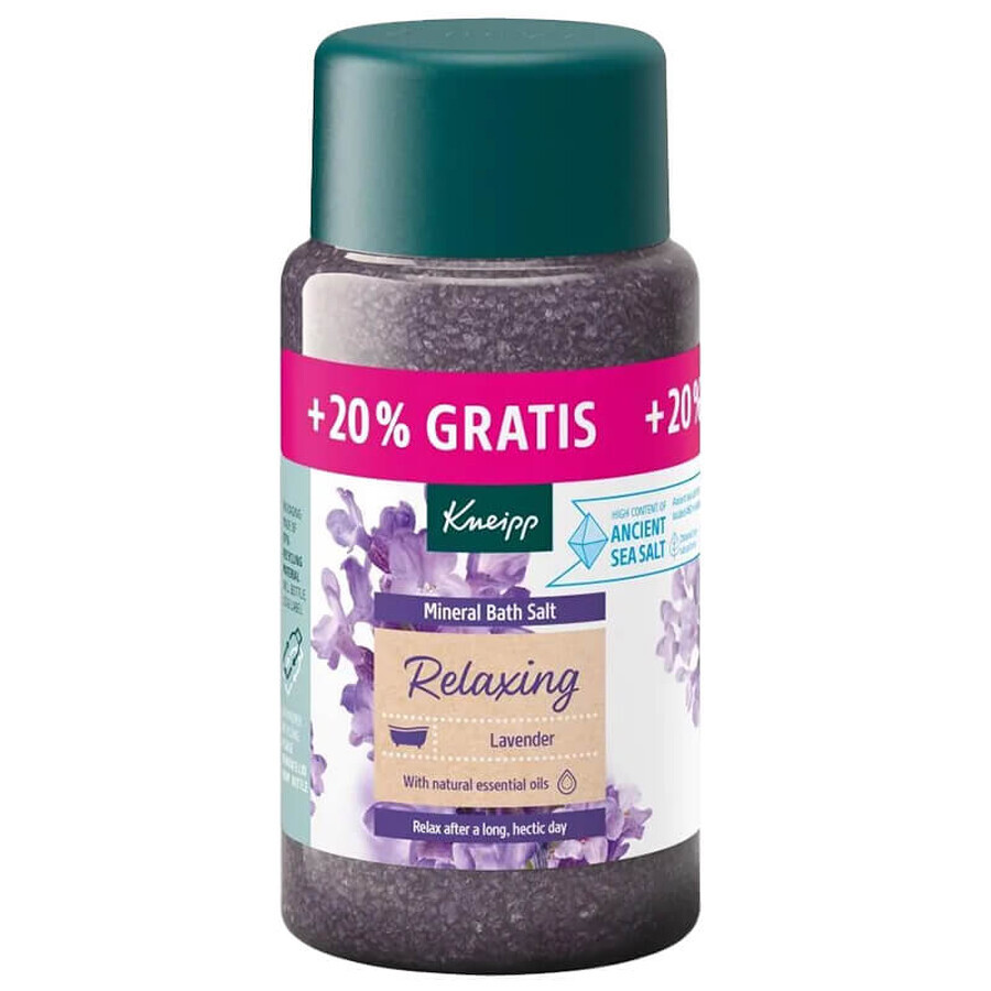 Kneipp Lavandă relaxantă, cristale de sare minerală pentru baie, 600 g