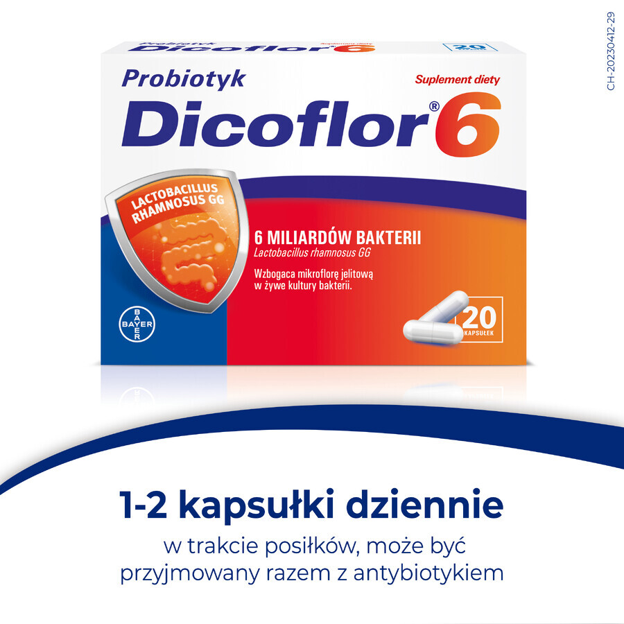 Dicoflor 6 set, pentru copii de la 3 ani și adulți, 2 x 20 capsule