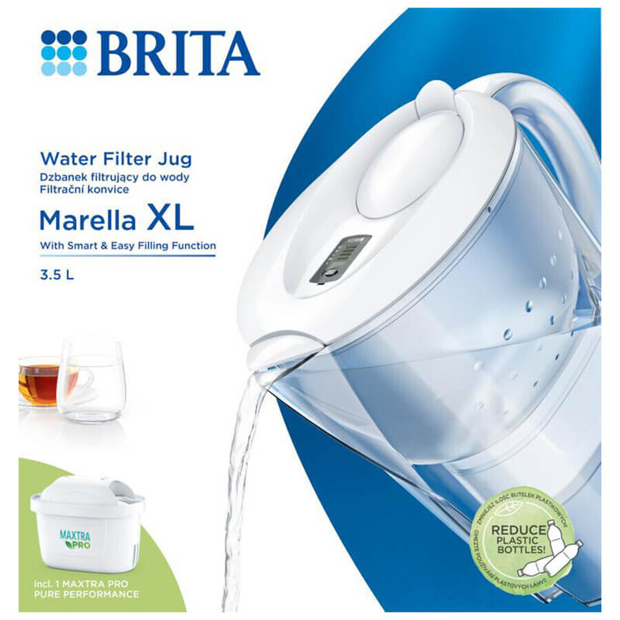 Brita Marella, jarra con filtro XL 3,5 l, blanca + filtro Maxtra Pro Pure Performance, 1 ud.