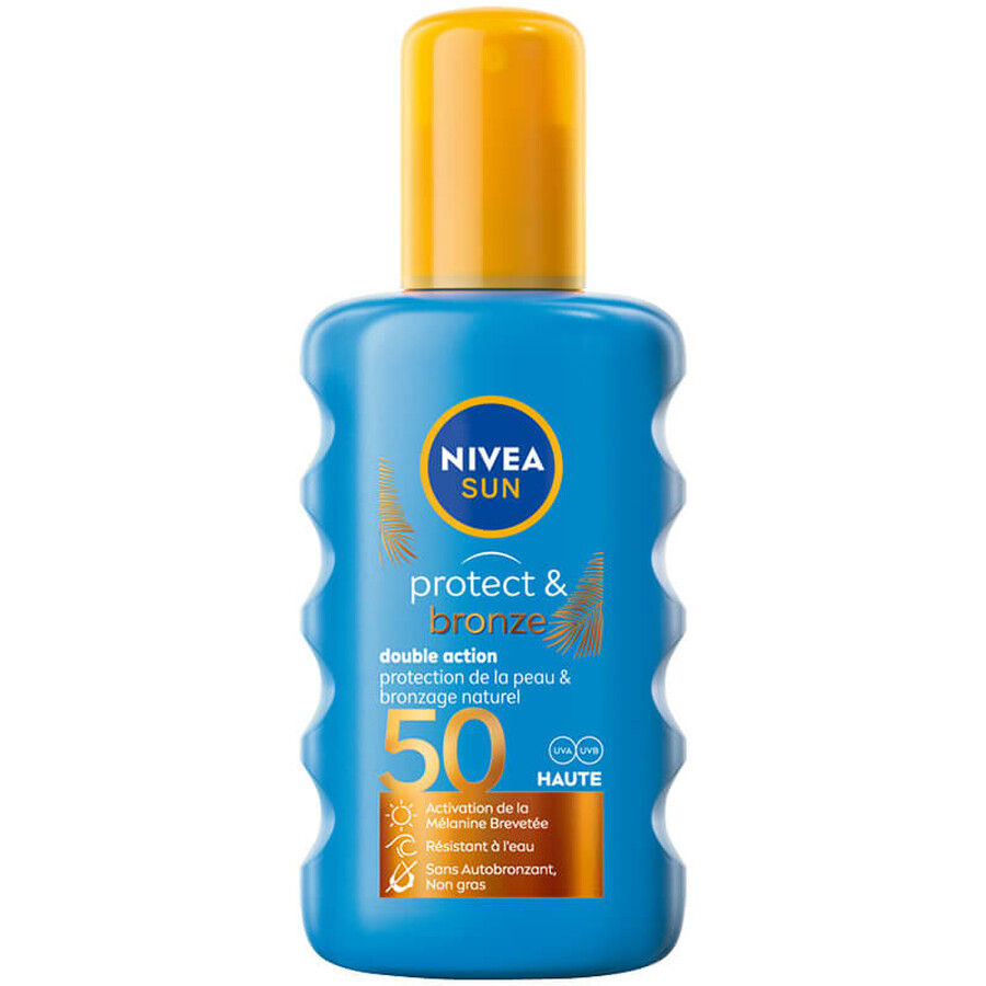 Nivea Sun Luminous 630 set, crème solaire liquide pour le visage, SPF 50+, 50 ml + lotion bronzante en spray, SPF 50, 200 ml + lotion bronzante, SPF 30, 30 ml gratuit