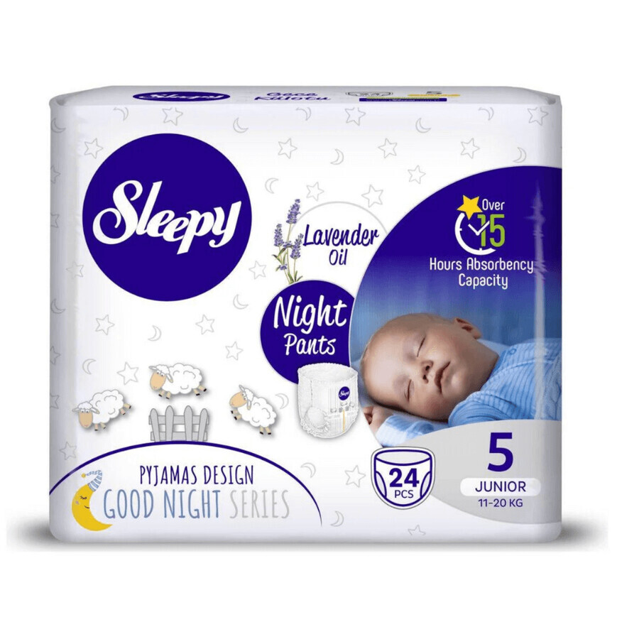 Babywindeln Night, Nr 5 Junior, 11-20 kg, 24 Stück, Sleepy