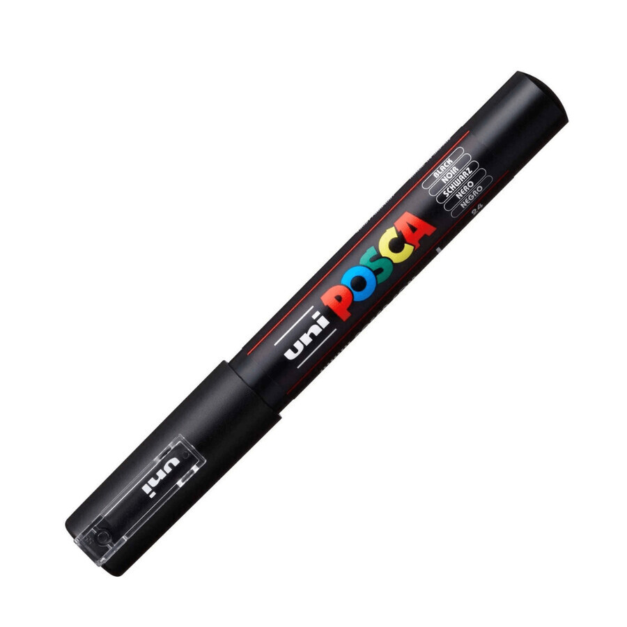 Marker pe baza de apa PC-1M Uni, 0.7 MM, Negru, Posca