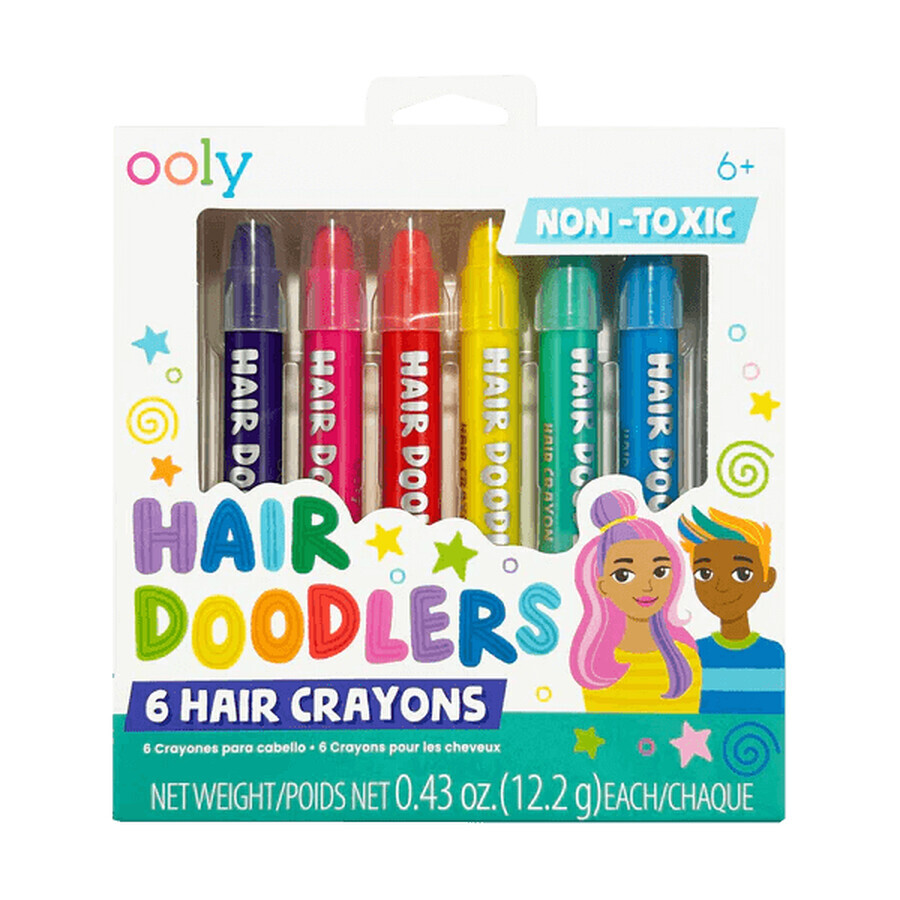 Crayons de coloration pour cheveux Hair Doodlers, +6 ans, 6 pièces, Ooly