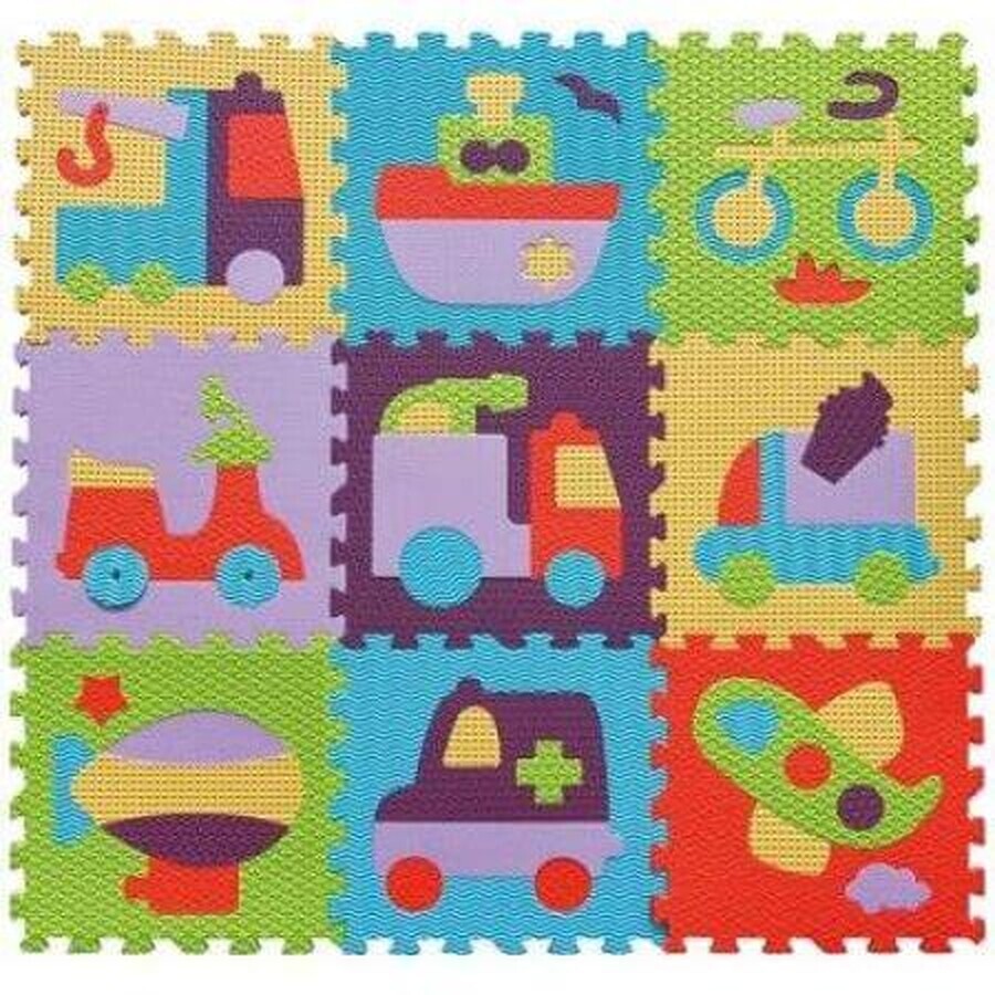 Covoras Puzzle Transport, 92x92 cm, BabyGreat