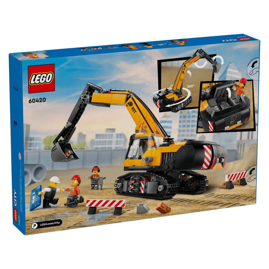 Excavator galben de constructii City, 8+ ani, 60420, Lego