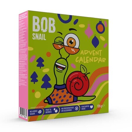 Advent calendar with natural snacks and toys, 135 g, Bob Snail