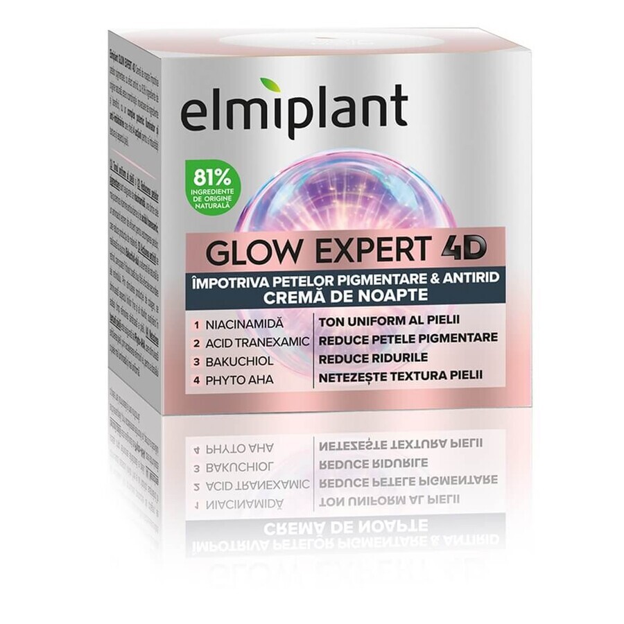 Crema de noche contra las manchas de pigmentación Glow Expert 4D, 50 ml, Elmiplant