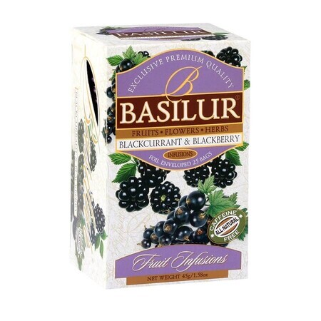 Ceai Blackcurrant & Blackberry, 25 plicuri, Basilur