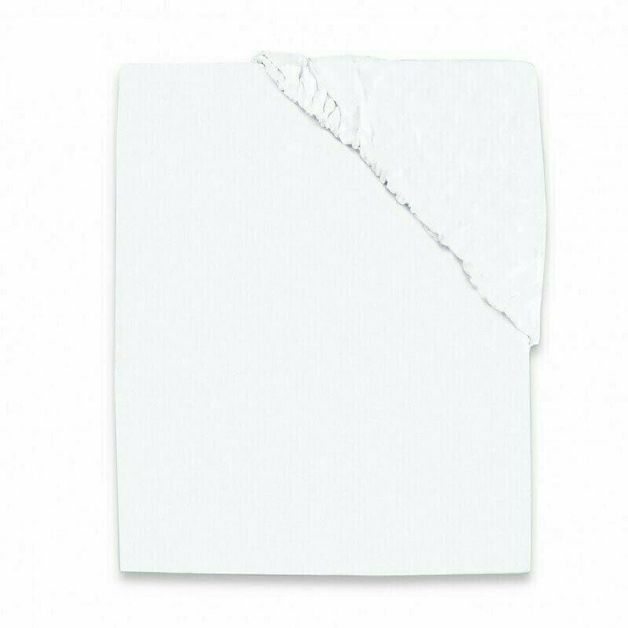 Cearceaf din jerse de bumbac cu elastic pentru patut, White, 160x80 cm, MimiNu