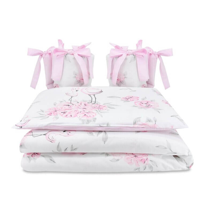 Set di biancheria da letto con 5 pezzi, Peonie Pink, 120x60 cm, MimiNu