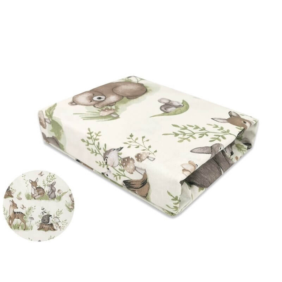 Drap avec élastique pour balançoire ou lit d'enfant, Calm Forest Natural, 90x40 cm, MimiNu