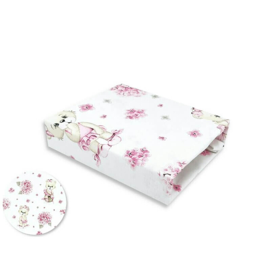 Cearceaf cu elastic pentru leagan sau patut co-sleeper, Pink Ballerina, 90x40 cm, MimiNu