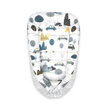 Cosulet bebelus pentru dormit Baby Cocoon, Childrens Journey Grey, 75x55 cm, MimiNu