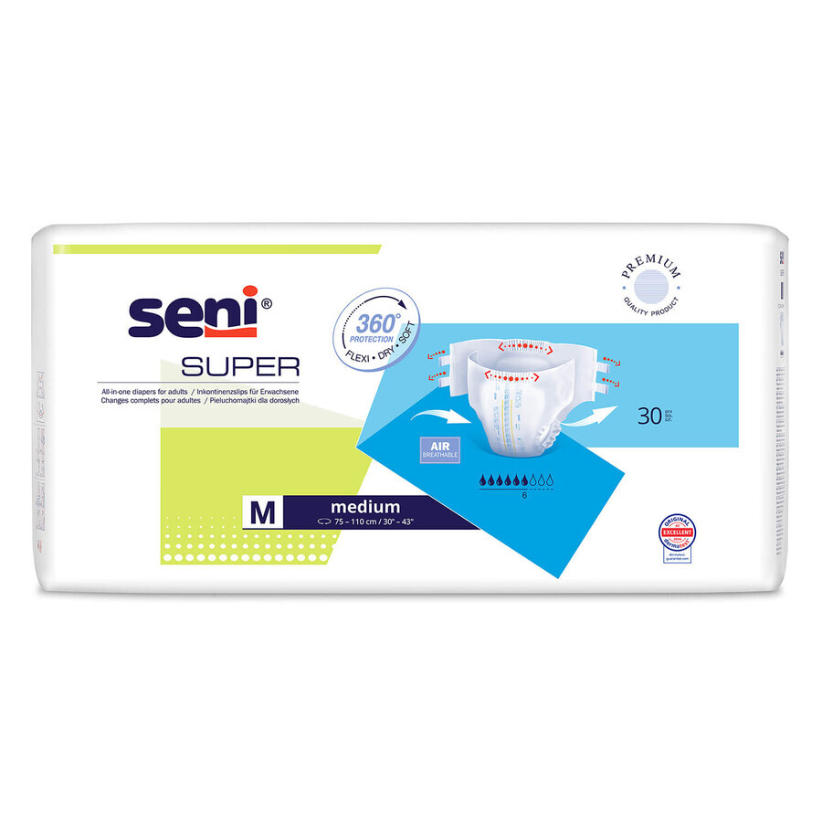 Seni Super, scutece, mediu, 75-110 cm, 30 buc