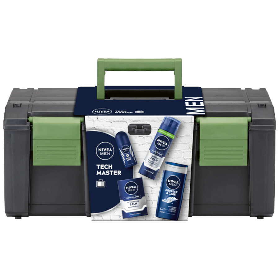 Nivea Men Tech Master Kit, Rasierschaum 200 ml + Aftershave Balsam 100 ml + Duschgel 250 ml + Anti-Transpirant Roll-on 50 ml