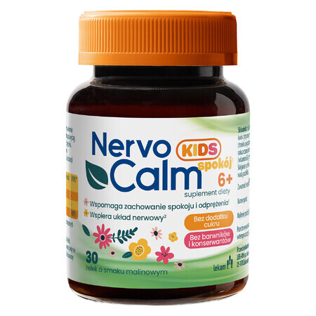 NervoCalm Kids Calm 6+, boabe de jeleu, aromă de zmeură, 30 bucăți