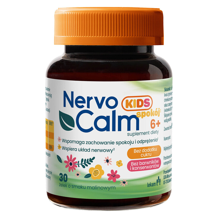 NervoCalm Kids Calm 6+, boabe de jeleu, aromă de zmeură, 30 bucăți