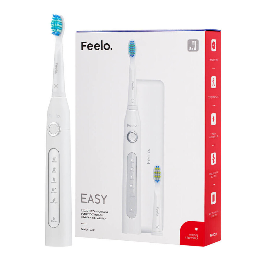 Feelo Easy, cepillo dental sónico con 8 puntas de cerdas, 1 ud.