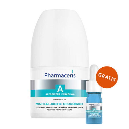 Pharmaceris A Hypersensitive Mineral Biotic, deodorant roll-on, 50 ml + Hyaluro-Sensibio, ser hidratant intensiv, 4 ml gratuit