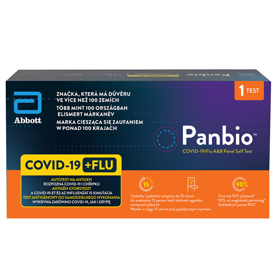 Panbio Covid-19/Flu A&b Panel Combo Self Test, test rapid pentru detectarea a 3 viruși, 1 buc