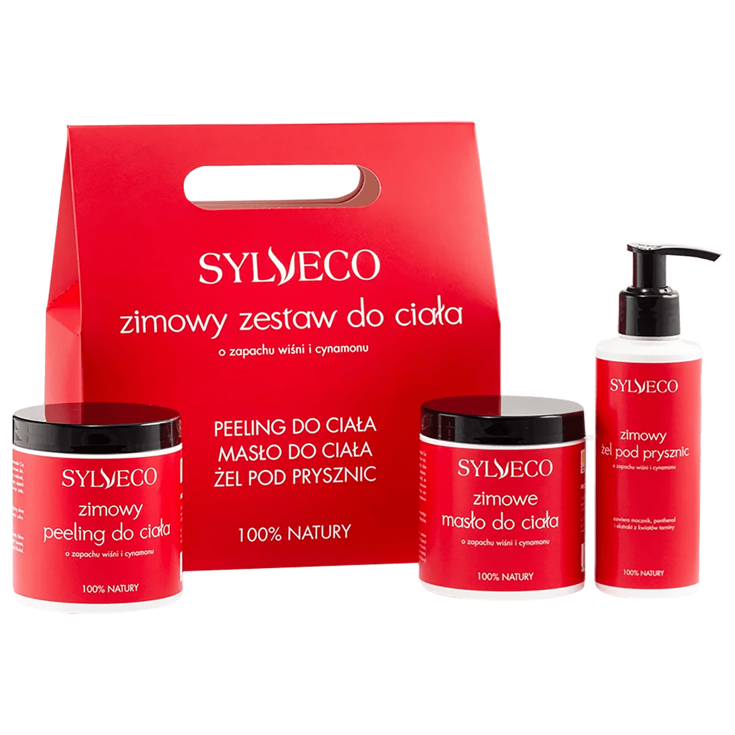 Kit de iarnă pentru corp Sylveco, scrub pentru corp, 265 g + unt de corp, 150 ml + gel de duș, 250 ml