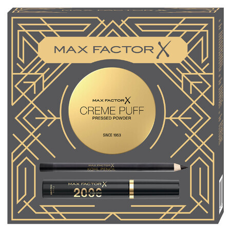 Set Max Factor, 2000 Calorie Black, rimel, 9 ml + Cremepuff, translucid 005, 14 g + Kohl Pencil, eyeliner, negru, 4 g