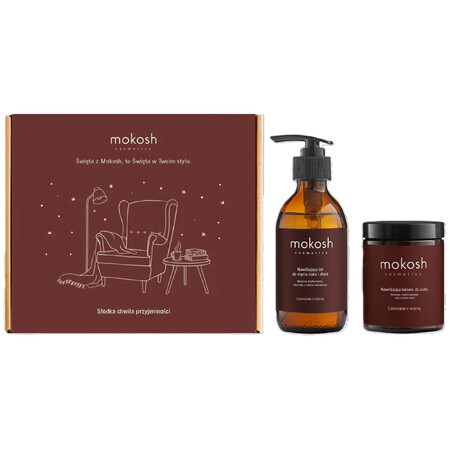 Set Mokosh Dulce Momento de Placer, loción corporal hidratante, chocolate con cerezas, 180 ml + gel hidratante para cuerpo y manos, chocolate con cerezas, 200 ml