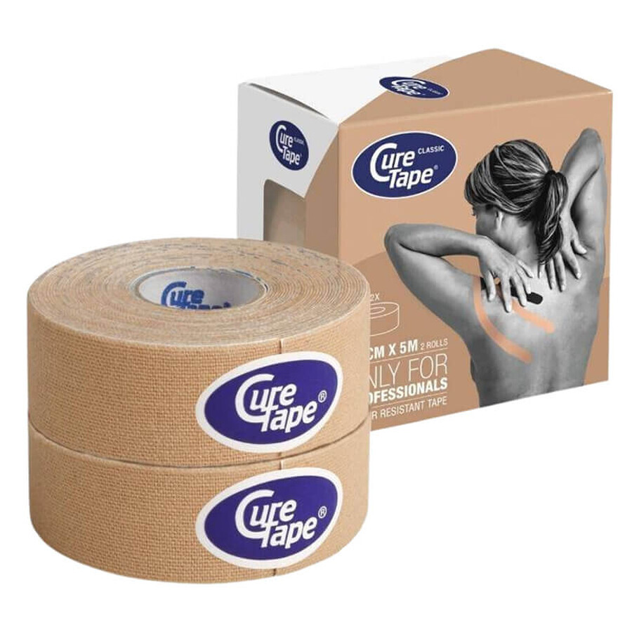 CureTape Classic, bandă kinesiologică, bej, 2,5 cm x 5 m, 2 bucăți