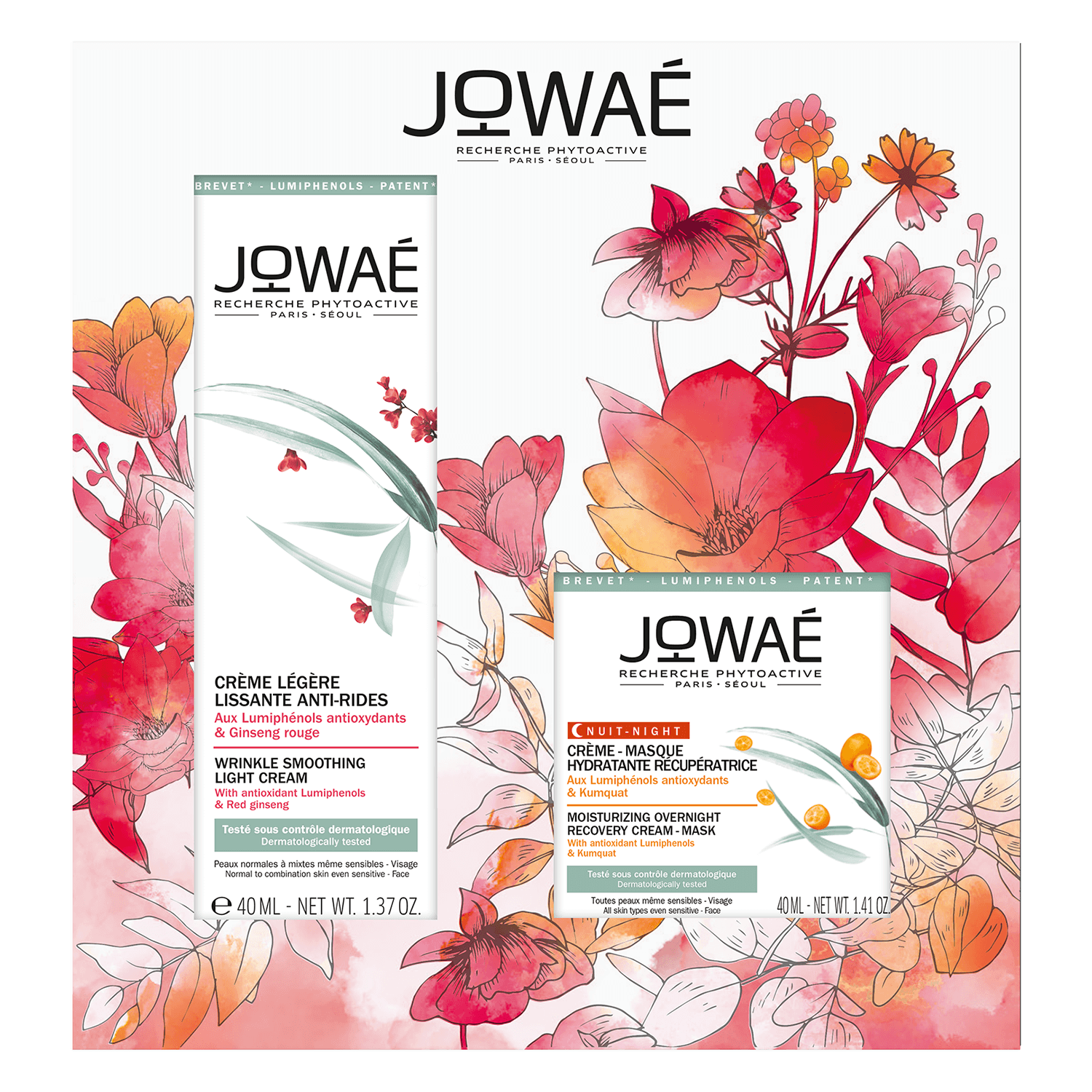 Set Jowae, cremă ginseng, 40 ml + mască kumquat, 40 ml