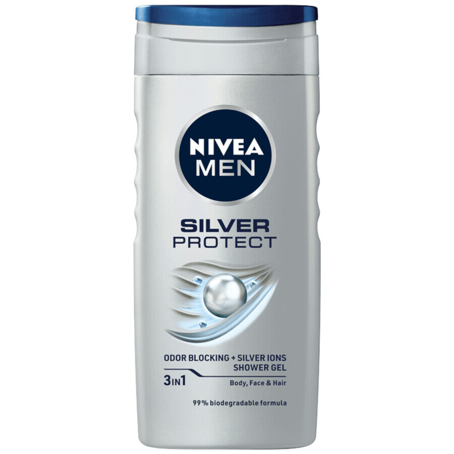 Nivea Men Silver Control kit, balsamo dopobarba 100 ml + gel doccia 250 ml + roll-on antitraspirante 50 ml + kit make-up in omaggio