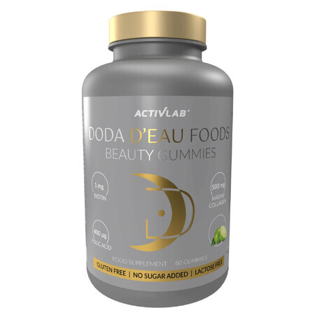 AcivLab Doda D'Eau Foods BeautyGummies, gominolas, sabor lima y limón, 60 unidades