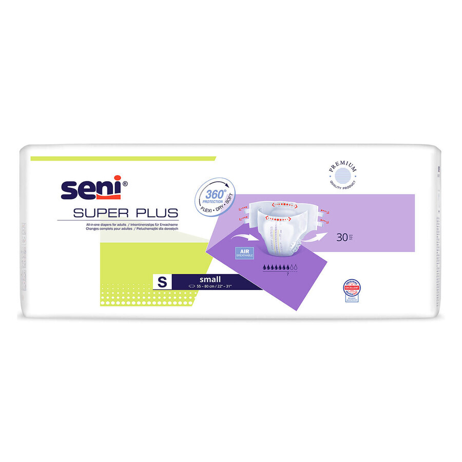 Seni Super Plus, scutece, mici, 55-80 cm, 30 buc