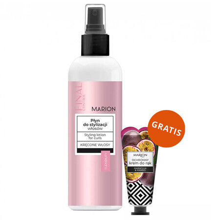 Marion Final Control, styling fluid, curly hair, 200 ml + Maracuja & Mango protective hand cream, 50 ml free