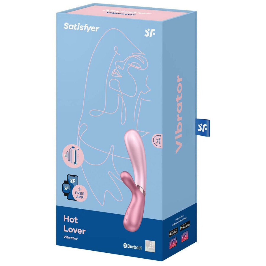 Satisfyer Hot Lover, vibrator de iepuraș încălzit, controlat prin aplicație, roz