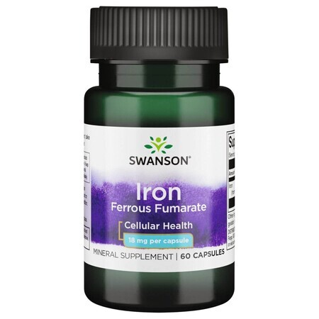 Fumarat feros de fier Swanson, fumarat de fier, 60 capsule