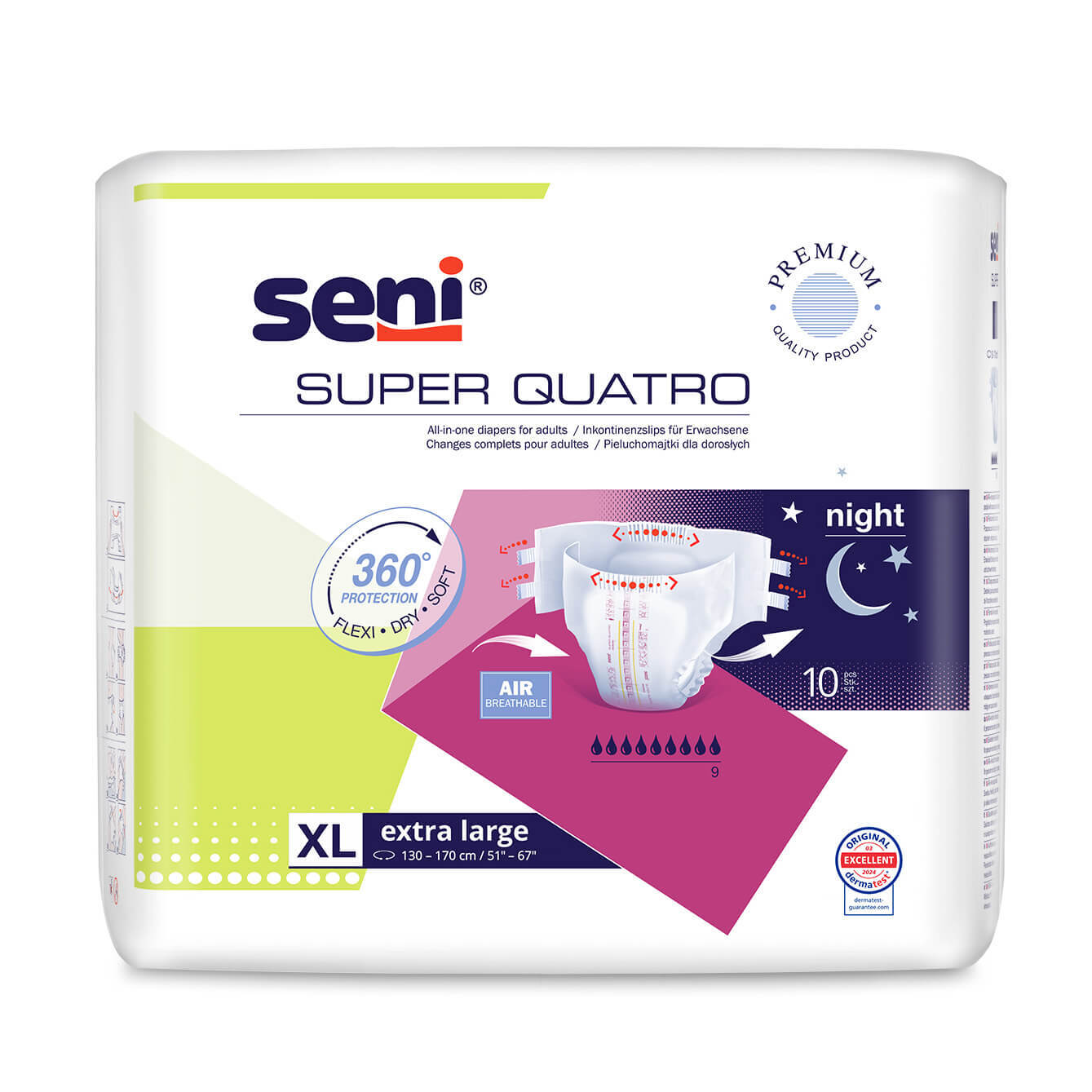 Seni Super Quatro, scutece, Extra Large, 130-170 cm, 10 buc