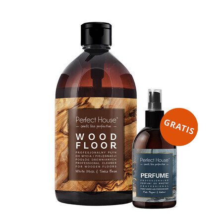 Perfect House Wood Floor, liquide pour le nettoyage et l'entretien des sols en bois, 500 ml + parfum d'ambiance, poivre rose et ambre, 100 ml gratuit