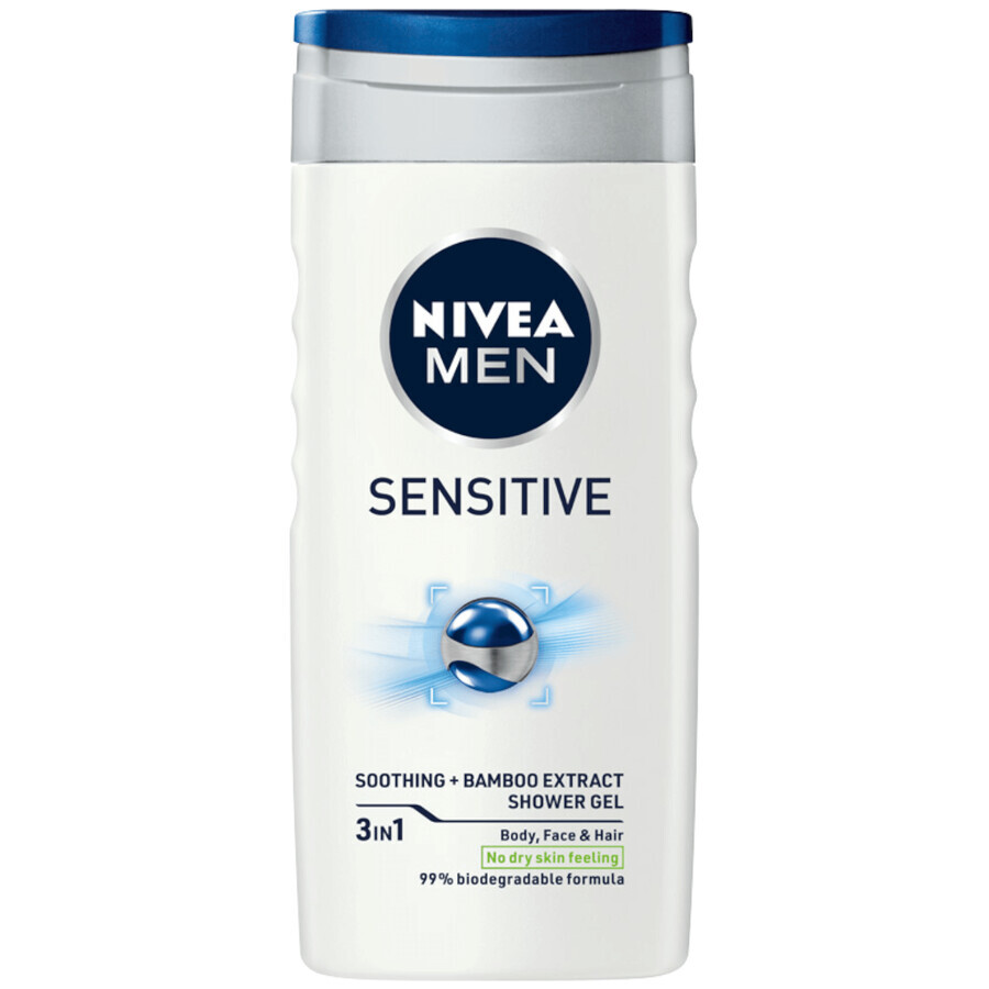 Kit Nivea Men Sensitve Recovery, shaving foam, 200 ml + aftershave balm, 100 ml + shower gel, 250 ml + anti-perspirant roll-on, 50 ml